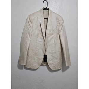 Kenneth Cole Reaction Mens Sz 38R Cream Paisley Blazer Evening Jacket Sportcoat